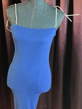 ROYAL BLUE MID LENGTH STRETCH DRESS CORD STYLE RHINESSTONE STRAPS - NEW